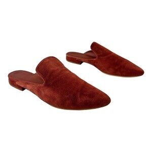 Able Local + Global Lizbeth Cherry Suede Leather Slip On Mules Size 9.5